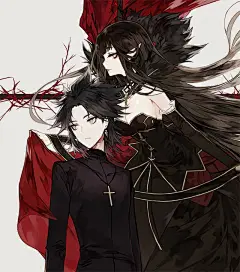 日本插画大佬的黑暗风格插画作品，人物造型超美的养眼大作！