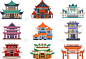 亚洲,传统,宝塔,建筑体,模板,屋顶,大门,布置