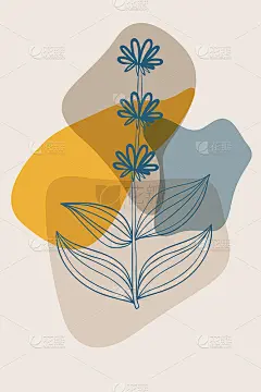 龙胆草黄色，抽象，海报，最小的dd ww
