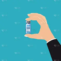 手持瓶状冠状病毒疫苗。治疗、预防或抗击新冠肺炎。矢量插图孤立海报模板