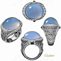 GABRIELLE'S AMAZING FANTASY CLOSET | Cartier | Large Oval Blue Chalcedony Cabochon mounted in a White Gold, Diamond Pave Ring |: