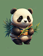 3D立体熊猫动物国宝大熊猫竹子元素图片_潮国创意