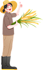 光盘行动,节约粮食手绘插图-点赞农民女