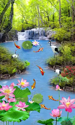 阳光树林流水玄关画 【酷图网】中式玄关,鱼,玄关,走廊,壁纸,背景墙,过道,3D玄关,走道,壁画装饰画,立体,墙贴,装修,瓷砖,高清图片,麋鹿,美景,背景,风景画,森林背景,森林瀑布,森林流水,森林小溪,瀑布流水,森林溪流,流水瀑布,溪流,小溪流水
