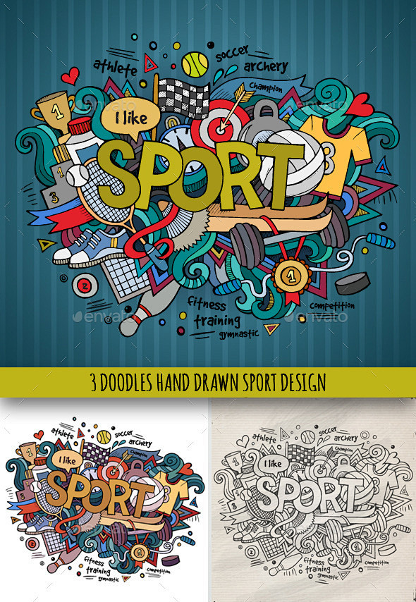 3 Sport Doodles Desi...