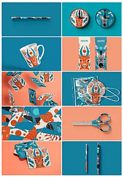 VI设计 样机  贴图  品牌 杯子 时钟 口罩 插画