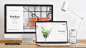 Artist room decorated with responsive website mockup