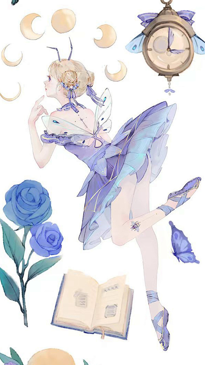 芭蕾与昆虫_画画的被子__插画师作品_涂...