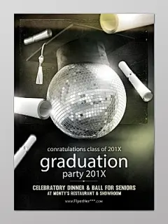 深色英文灯学士帽卷轴毕业季海报