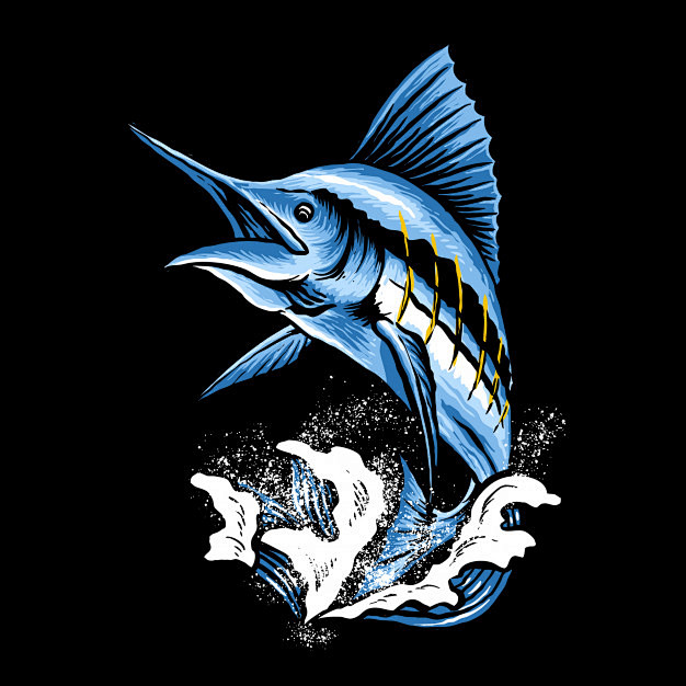 12:53:52马林鱼矢量图潮流插画二月繁花同采自618pic