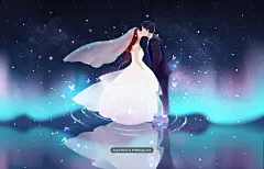 婚纱最美的约定邂逅浪漫情人节唯美手绘插图psd模板 平面设计 海报