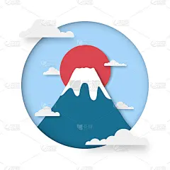 日出时富士山的山顶上有雪