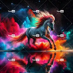 Ai产生的 马 自然 幻想 魔法 白马 跑步 水 颜色 抽烟