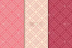 樱桃红几何图案。无缝模式集