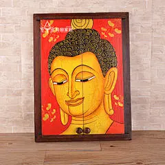 泰国实木51*38cm佛头对开门镜子  实木梳妆镜 装饰实用摆件