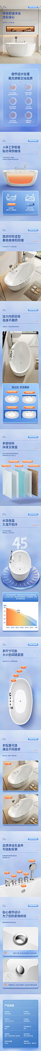 SSWW浪鲸浴缸独立式亚克力无缝一体家用成人网红保温欧式浴盆浴缸-tmall