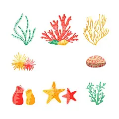 珊瑚  - 源文件下载【酷图网】珊瑚,五彩缤纷,海底生物,卡通,插图