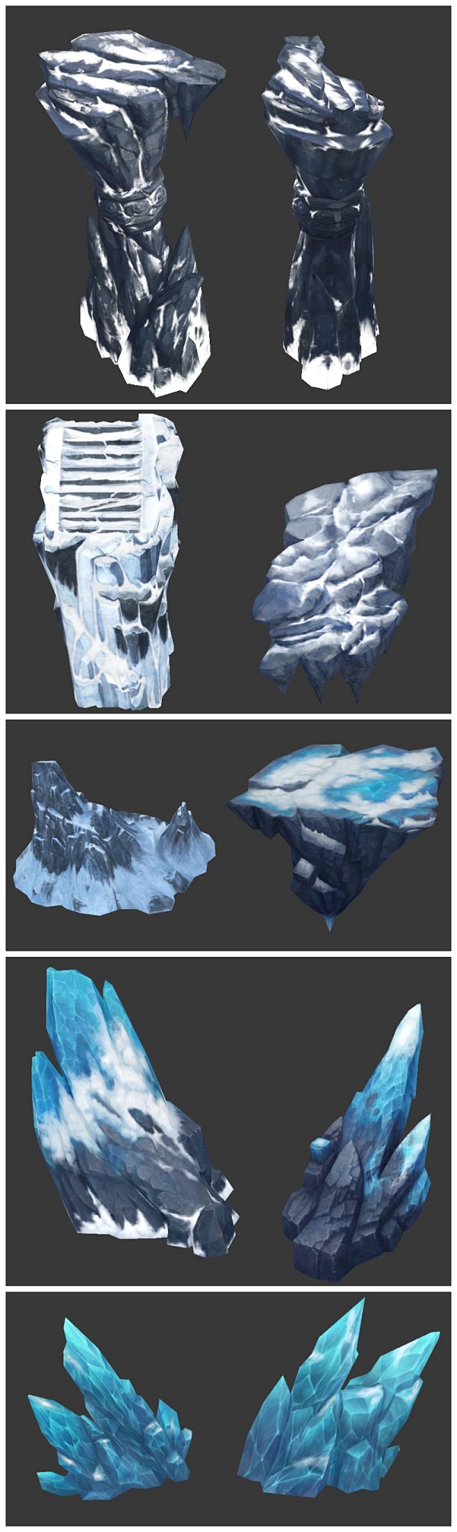 游戏美术素材 写实手绘 雪 雪山 石头 ...