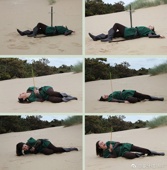 #速写参考# 看过都说好 少有的中箭 死亡POSE 关键词：动态速写参考 女性 合集 中世纪 剑客 弓箭 长矛 中箭 死亡 ...