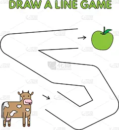 小山羊,野味,母牛,成一排,卡通,迷宫游戏,可爱的,字母,绘制,休闲