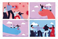 带医用口罩的人与冠状病毒作斗争的海报