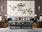 新中式沙发茶几吊灯装饰画地毯组合-室内设计-拓者设计吧