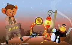 浪漫卡通夜景插画设计图
