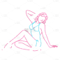 霓虹灯风人物贴纸-SVG6