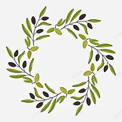 手绘清新圆形橄榄枝花环边框高清素材 免费下载 设计图片 页面网页 平面电商 创意素材 png素材