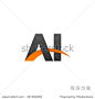AI initial overlapping swoosh letter logo black orange