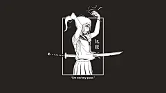 动漫1920x1080死亡与牛奶插图数字艺术作品简单背景妇女妇女用剑棕色背景学校制服手中的头发汉字翻译单色报价动漫女孩
