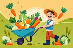 丰收节丰收蔬菜采摘农民形象插画