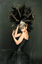 CLEARANCE Wildebeest horn feather mohawk Futuristic gaga halloween rocker Cleopatra Egyptian Fantasy headdress headpeice wig : Ready to ship!    Clearance! Used in photoshoots, may have minor imperfections. Regular price $599    Made with real wildebeest 