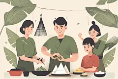 端午包粽子小吃美味插画