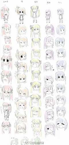 #绘画参考# Q版人物的动态。 系统学习#CG绘画# 日式唯美插画班：O日式唯美插画班 | CG窝游戏动漫学院