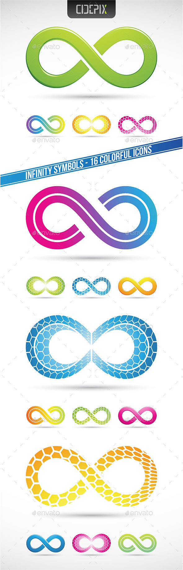 ∞符号——抽象的图标Infinity Symbols - Abstract Icons抽象、色彩、色彩艳丽、概念、曲线,设计师,八、元素 ...
