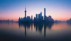 高清晰上海外滩海域的城市倒影壁纸封面大图