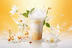 细腻滑润的奶茶牛奶饮品摄影图片