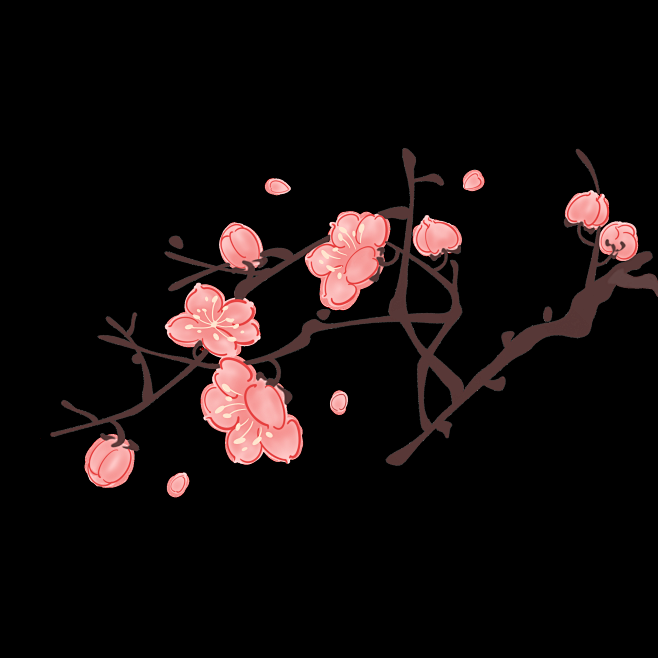 花瓣素材_手绘水彩梅花花卉植物元素1_1...