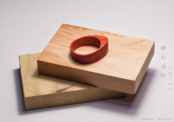 原创手工作品（多图）:木作之红木戒指-手...