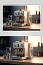 AI数字艺术极简咖啡机家用电器摄影图片