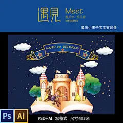 宝宝宴设计模版直售，拍下后给您网盘链接下载。文件包含JPG格式效果图仅供布置参考，不能用于制作。PSD＋AI两种格式制作文件，可用于制作KT板、喷绘。制作文件不包含纱幔、相框、桌椅等装饰道具。
