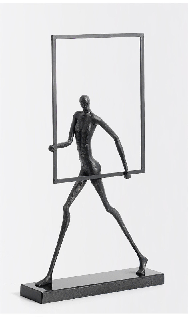 铁艺抽象人物雕塑摆件样板房售楼部新中式客...