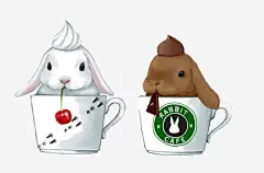 杯子里的兔子高清素材 兔子 卡通 可爱 手绘 插画 文艺 杯子 清新 瓷杯 马克杯 免抠png 设计图片 免费下载