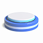 A low cylinder combination base, low height, white and blue material, rich layers, high detail, 3D, white background, Internet style