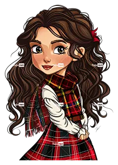 格子日红色格子格子衬衫女孩棕色长发白色衬衫黑色围巾-红色格子衬衫微笑的女孩