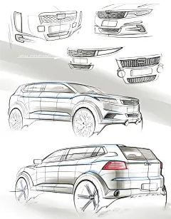 QOROS，suv，汽车设计，手绘，草稿， 工业设计，产品设计，普象网