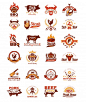 Set grill and barbecue badges, stickers, emblems Free Vector