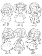 儿童插画超话软萌森系少女线稿练习2 ​​​​