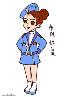 建军节表情包作风优良女军人插画
